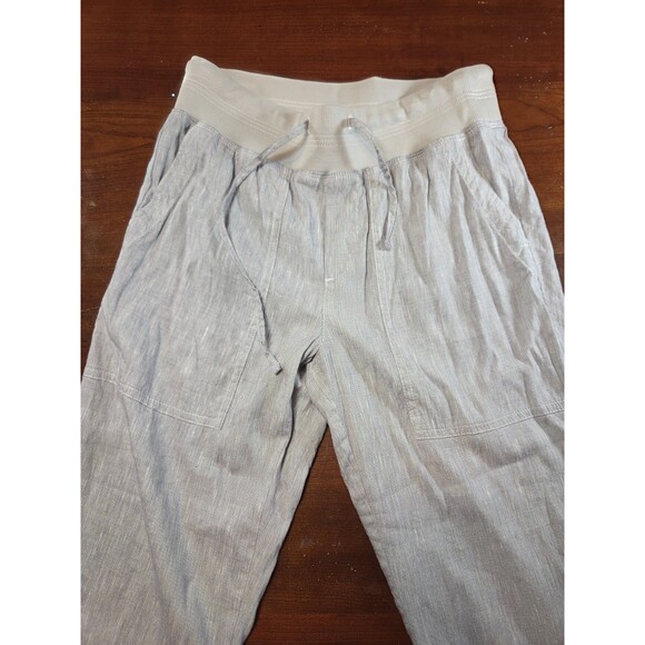 Lou & Grey Linen Pants Women's Small Grey Elastic Waist Drawstring Crop Jogger - Picture 4 of 11